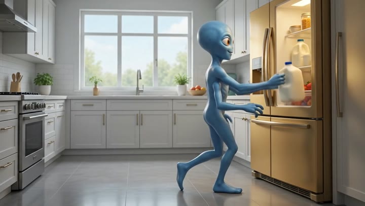 The best Alien on earth unloading groceries